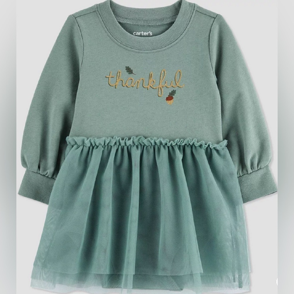 Carter's Fall Harvest ‘Thankful’ Sweater Tutu Dress 18 Months Baby Girl Boho